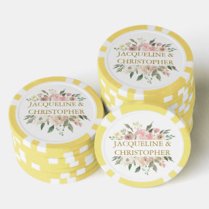 Elegantes Rosa Gold Blumen Hochzeit im Frühling Pokerchips