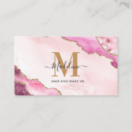 Elegantes Rosa Gold Glitzer Agate Marble Monogramm Visitenkarte