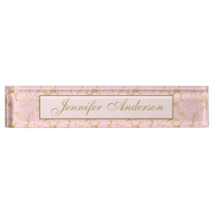 Elegantes Rosa-Gold-Marmor-Design Namensplakette