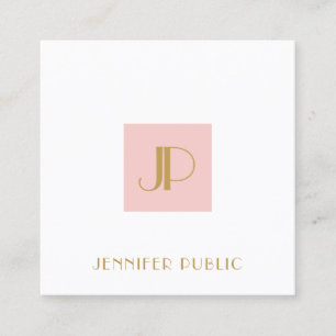 Elegantes Rosa Gold Monogram Modernes Template Quadratische Visitenkarte