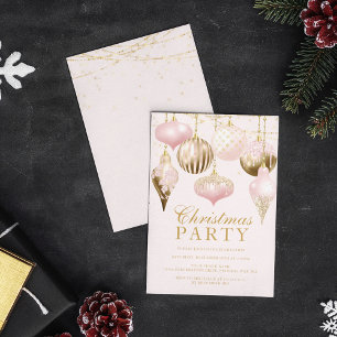 Elegantes Rosa Gold Ornamente Weihnachten Party Einladung