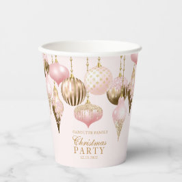 Elegantes Rosa Gold Ornamente Weihnachten Party Pappbecher