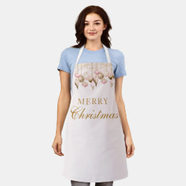 Elegantes Rosa Gold Ornamente Weihnachten Party Schürze