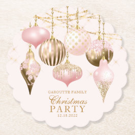 Elegantes Rosa Gold Ornamente Weihnachten Party Untersetzer