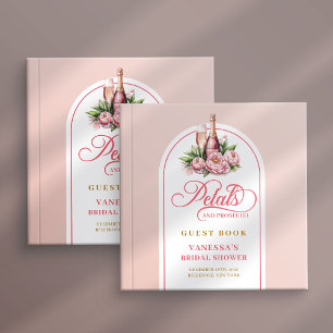 Elegantes Rosa-Gold-Petale-Prosecco-Shower-Gästebu Gästebuch