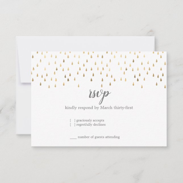 Elegantes Rosa & Gold Raindrops Bat Mitzvah RSVP Karte (Vorderseite)