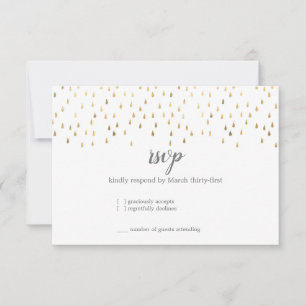 Elegantes Rosa & Gold Raindrops Bat Mitzvah RSVP Karte