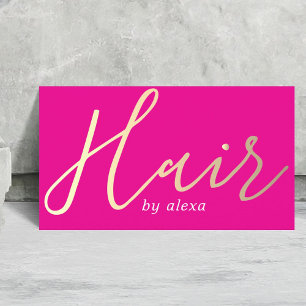 Elegantes Rosa Golden Bold Hair Stylist Visitenkarte
