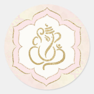 Elegantes rosa goldenes Ganesh/ Indischer Gott kla Runder Aufkleber