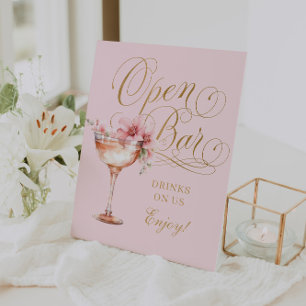 Elegantes rosa-goldenes Open-Bar-Podest-Schild Sockelschild