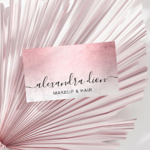 Elegantes rosa, goldfarbenes MarmorMake-up & Haar Visitenkarte
