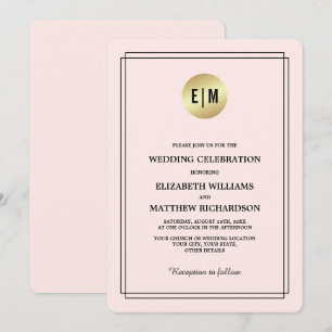 Elegantes Rosa Goldhochzeit Einladung