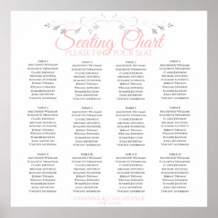 Elegantes Rosa & Grau 12 Tabelle Hochzeitstabelle Poster
