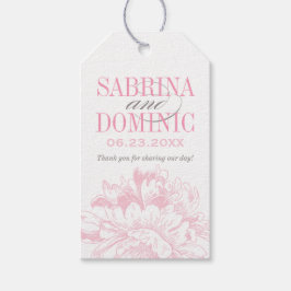 Elegantes rosa, graues, florales Peony Wedding Mon Geschenkanhänger