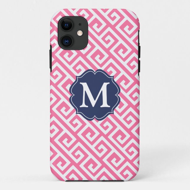 Elegantes rosa griechisches Case-Mate iPhone hülle (Rückseite)