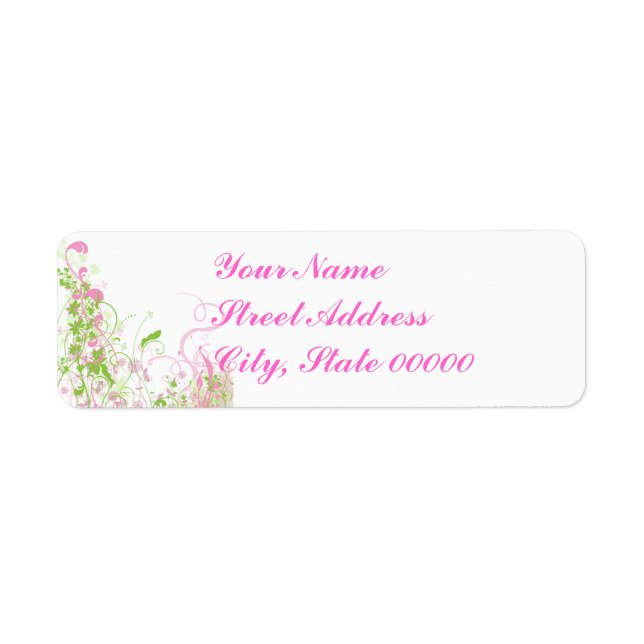 Elegantes Rosa & Grün Florals & Wirbel (Vorne)