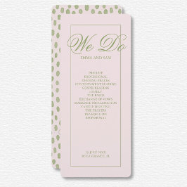 Elegantes, rosa, grün gestrichene Hochzeitsprogram