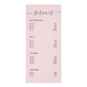 Elegantes Rosa Haar Salon Makeup Service Menü