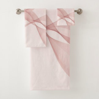Elegantes Rosa-Hauch Durchscheinende Welle Sommer Badhandtuch Set