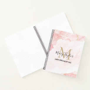Elegantes Rosa Hauch Gold Glitter Marmor Notizbuch