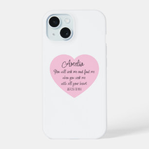Elegantes rosa Herz Bibelvers Christlicher Glaube iPhone 15 Hülle