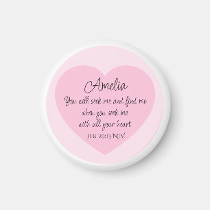 Elegantes rosa Herz Bibelvers Christlicher Glaube Magnet