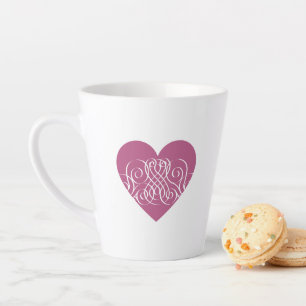 Elegantes rosa Herz-Filigran, Romantische Geschenk Milchtasse