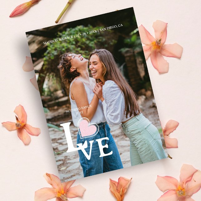 Elegantes rosa Herz Foto Extravagante Liebe Hochze Save The Date (Von Creator hochgeladen)