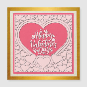 Elegantes rosa Herz Frohen Valentinstag Stylisch Magneteinladung