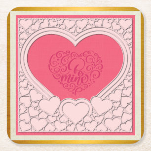 Elegantes rosa Herz Happy Valentine's Day Stilvoll Rechteckiger Pappuntersetzer
