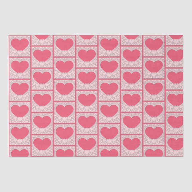 Elegantes rosa Herz Happy Valentine's Day Stilvoll Seidenpapier (Vorderseite)