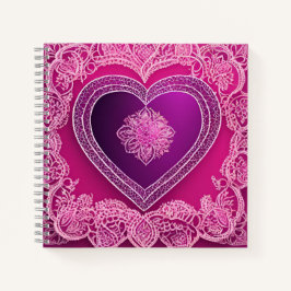 Elegantes rosa Herz-Spitzen-Mandala-Roségold-Kunst Notizbuch