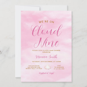 Elegantes Rosa Himmel Cloud Nine Baby Shower Thema Einladung