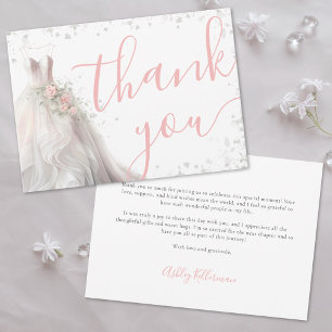 Elegantes rosa Hochzeitskleid Brautparty Dankeskarte