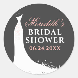 Elegantes Rosa Hochzeitskleid Brautparty Runder Aufkleber