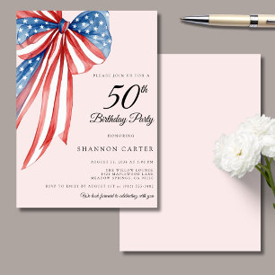 Elegantes Rosa-Hochzeitspatriotismus 50. Geburtsta Einladung