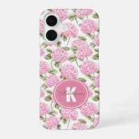Elegantes rosa Hydragea-Blume Muster Monogramm