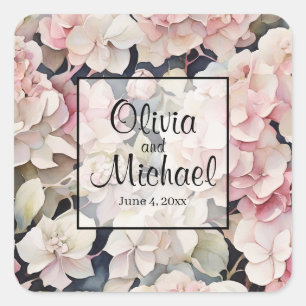 Elegantes, rosa Hydrangeas in Aquarellfarben Quadratischer Aufkleber
