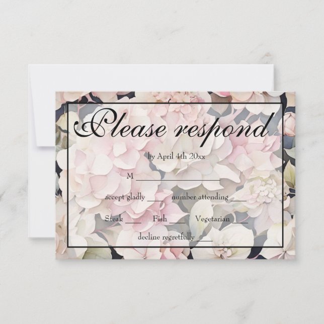 Elegantes, rosa Hydrangeas in Aquarellfarben RSVP Karte (Vorderseite)
