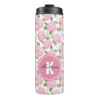 Elegantes rosa Hydrangeen-Blumenmuster-Monogramm
