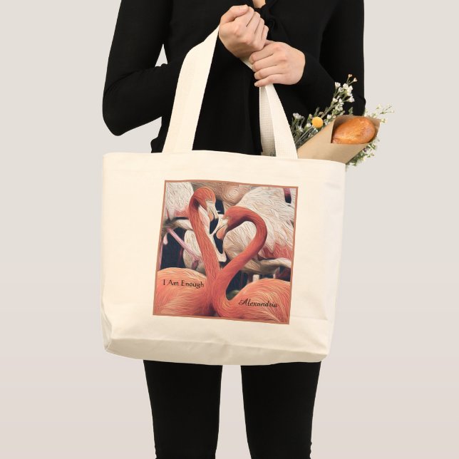 Elegantes Rosa Ich bin genug Redewendungen Zitate  Jumbo Stoffbeutel (Vorderseite (Produkt))