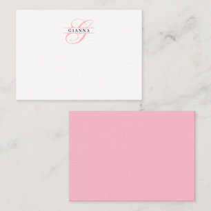 Elegantes Rosa-Kalligraphie-Split-Monogramm Mitteilungskarte
