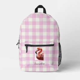 Elegantes, rosa kariertes Flamingo personalisieren Bedruckter Rucksack