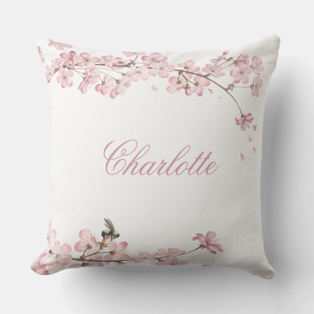 Elegantes rosa Kirschblossom-Template  Kissen (Vorderseite)