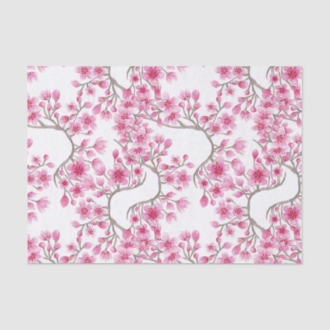 Elegantes rosa Kirschblossom Wasserfarben Seidenpapier (Vorderseite)