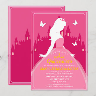 Elegantes rosa Kleid Quinceañera Geburtstag Einladung