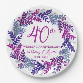Elegantes rosa Kraut 40-jähriges Party Pappteller