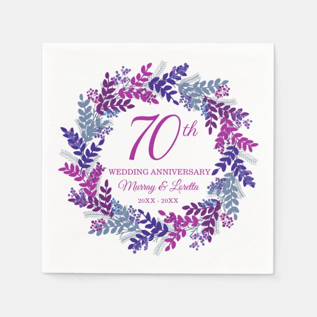 Elegantes Rosa Kraut 70-jähriges Party Napkins Serviette (Vorderseite)