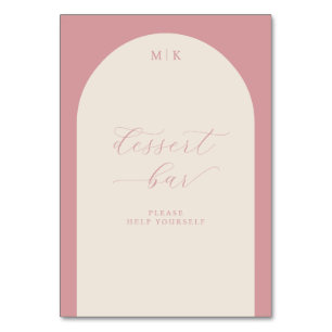 Elegantes rosa kursives Dessertbar-Schild Tischnummer