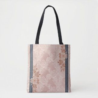 Elegantes Rosa-Lachs-Rosa-Spitze-Roségold-Blumen-N Tasche